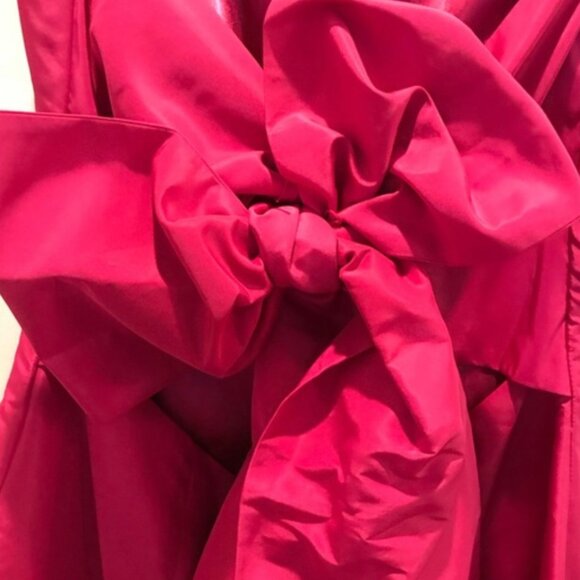 BCBG Max Azria Hot Pink Taffeta Cocktail Dress Size 4 Spaghetti Straps - Picture 2 of 9